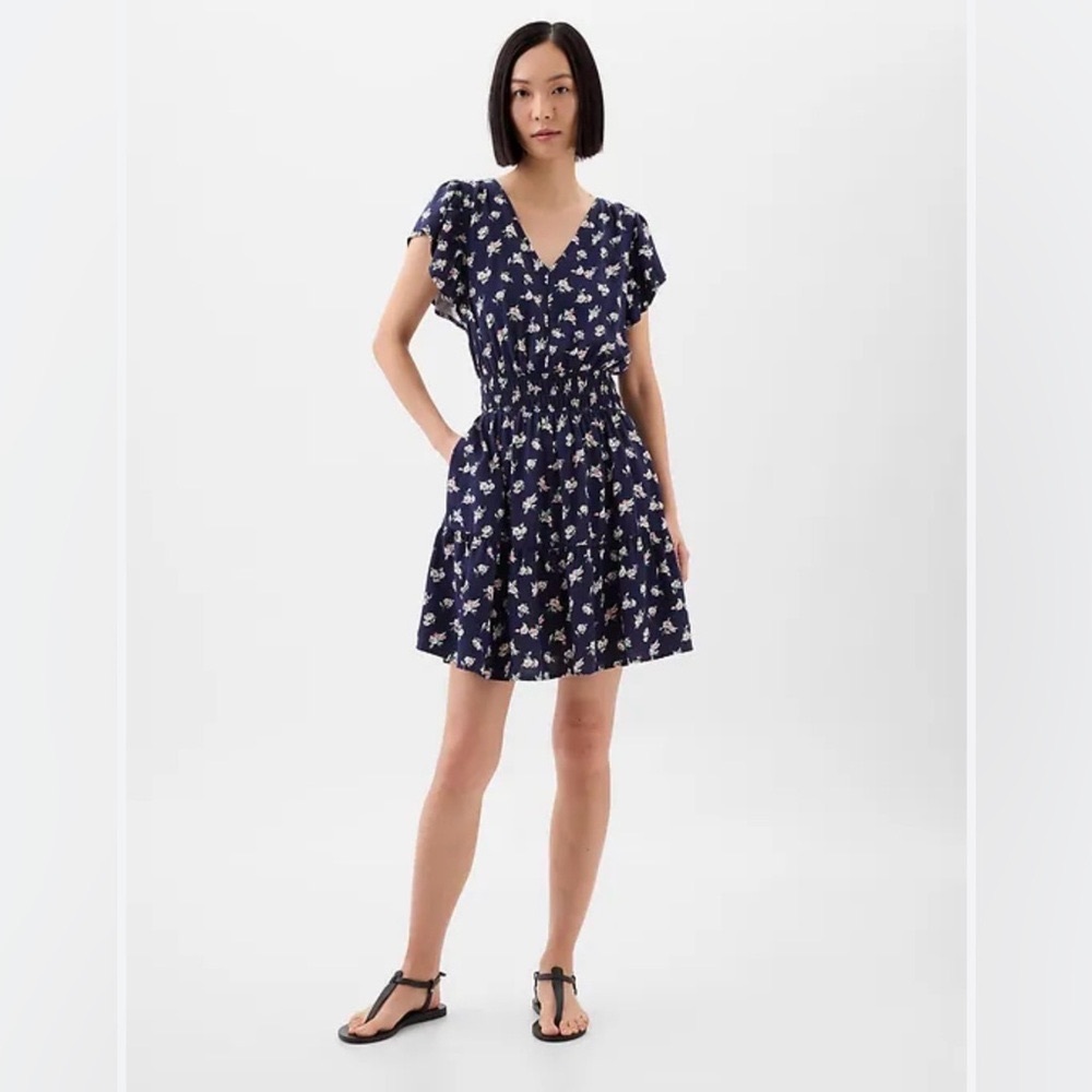 GAP navy with Pink flowers V-neck Sundress